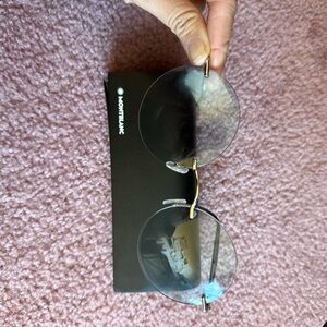 Montblanc Gold and silver Round Sunglasses
